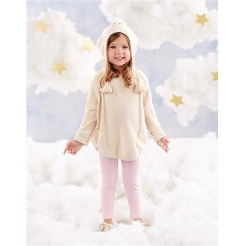 Mudpie Girls Lurex Knit Poncho Hooded Sweater NWT Girls 2T - 3T